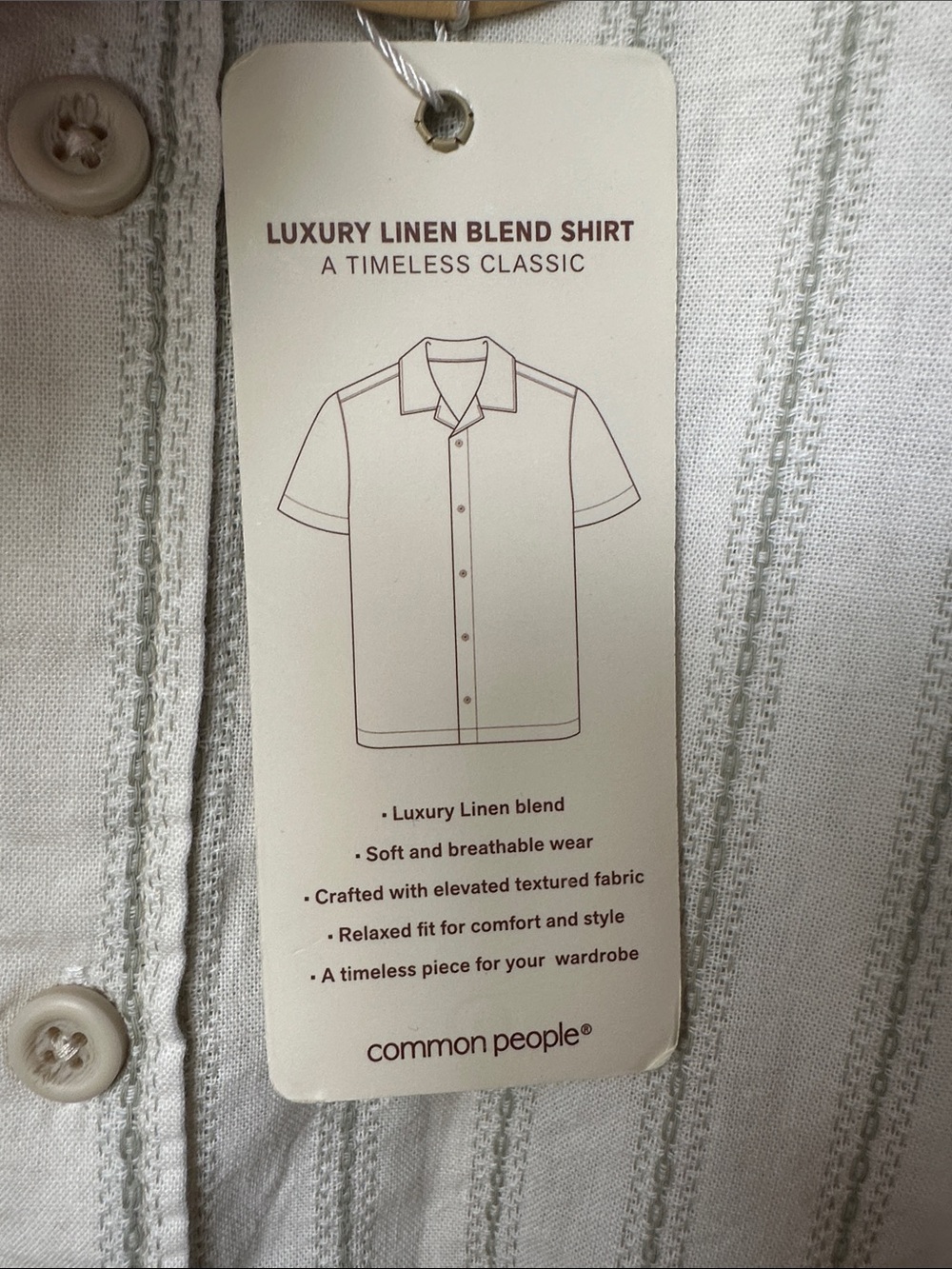 Common People Men's Short-Sleeve Striped Button-Down Shirt in Off-White - Picture 4 of 8